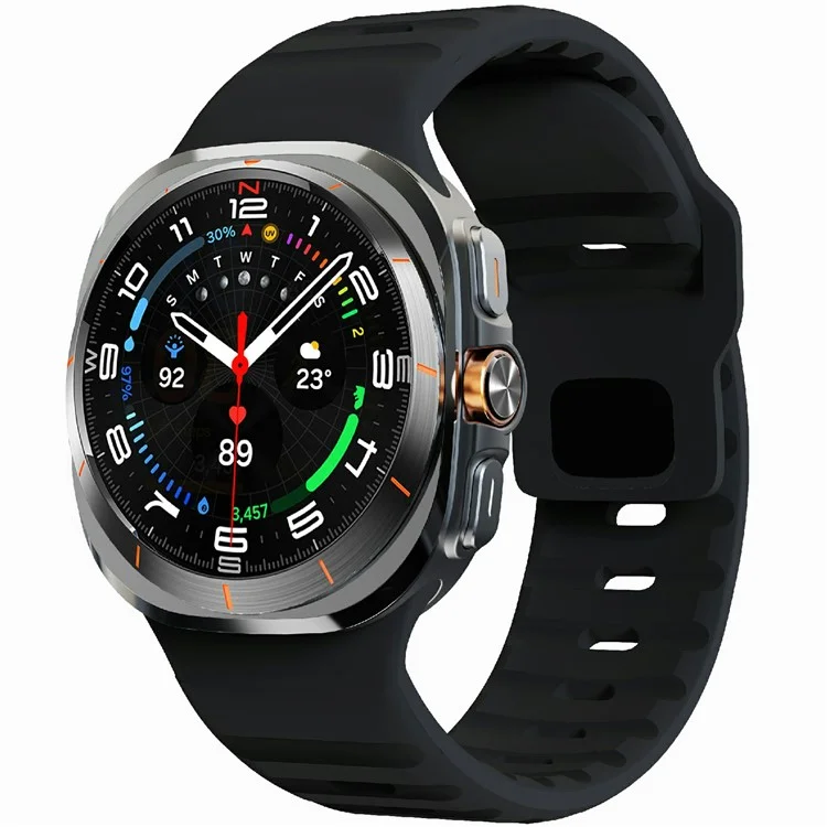 KALEBOL Pour Samsung Galaxy Watch Ultra 47mm Bracelet de montre en silicone Wave Sport - Noir
