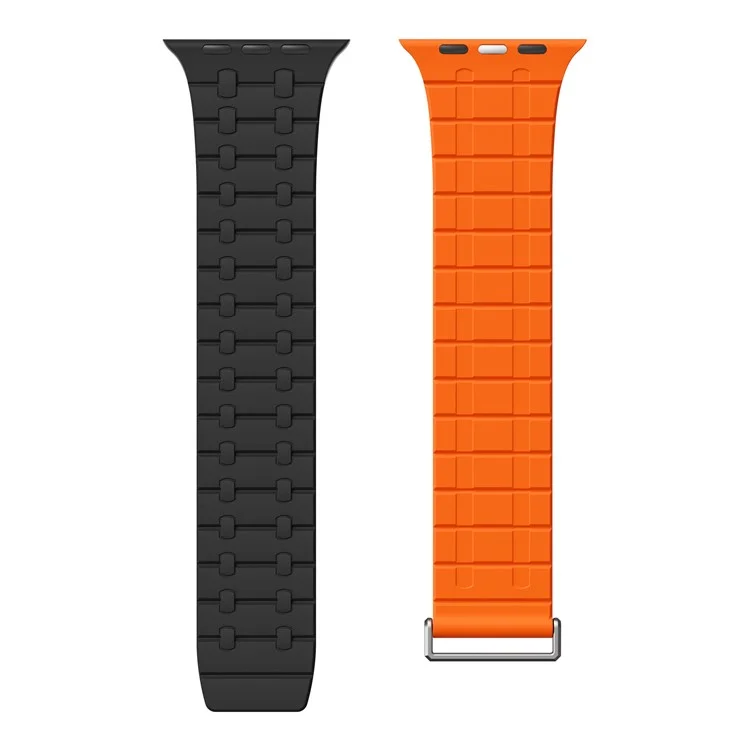 Pulseira de relógio magnética KALEBOL para Apple Watch Series 10 Ultra 9 8 7 SE 6 5 4 3 2 1 46mm 49mm 45mm 44mm 42mm - Preta + Laranja