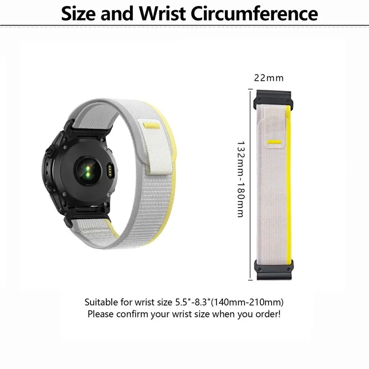 KALEBOL 22mm ремешок для часов Garmin Fenix 7 / Fenix 7 Pro, лента-липучка из нейлоновой петли - абрикосовый + желтый