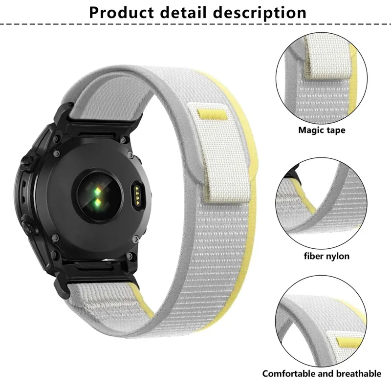 KALEBOL 22mm Watch Band For Garmin Fenix 7 / Fenix 7 Pro Magic Tape Nylon Loop Wrist Strap - Rainbow