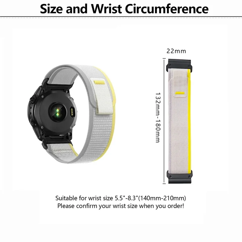 KALEBOL 22mm Watch Band For Garmin Fenix 7 / Fenix 7 Pro Magic Tape Nylon Loop Wrist Strap - Rainbow