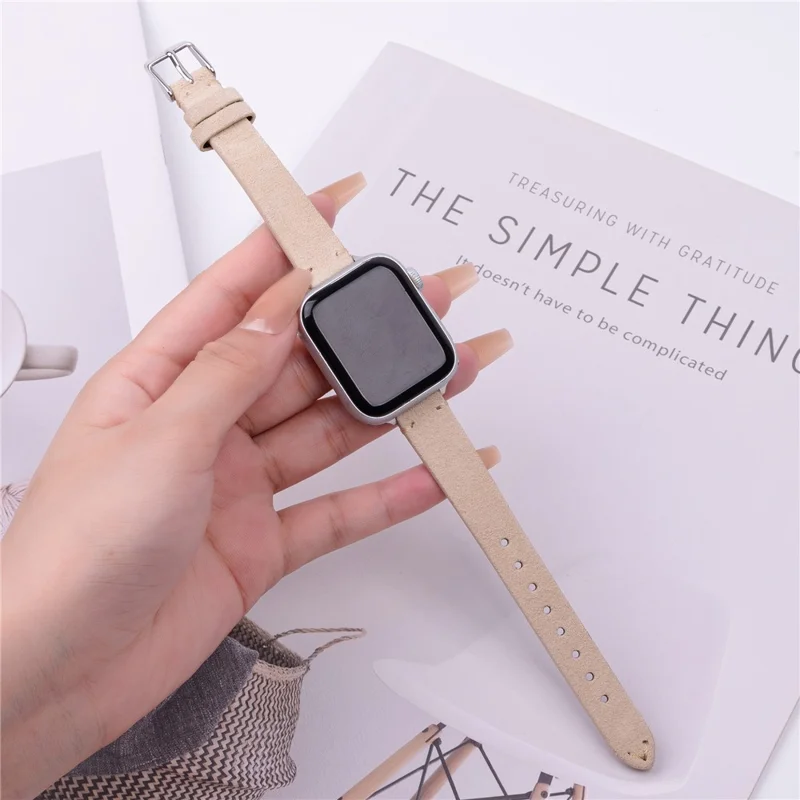 Cinturino per Apple Watch Serie 10 Ultra 9 8 7 SE 6 5 4 3 2 1 46mm 49mm 45mm 44mm 42mm in vera pelle bovina, semplice e opaco - Kaki