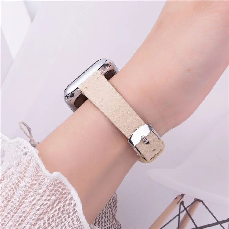 Cinturino per Apple Watch Serie 10 Ultra 9 8 7 SE 6 5 4 3 2 1 46mm 49mm 45mm 44mm 42mm in vera pelle bovina, semplice e opaco - Kaki
