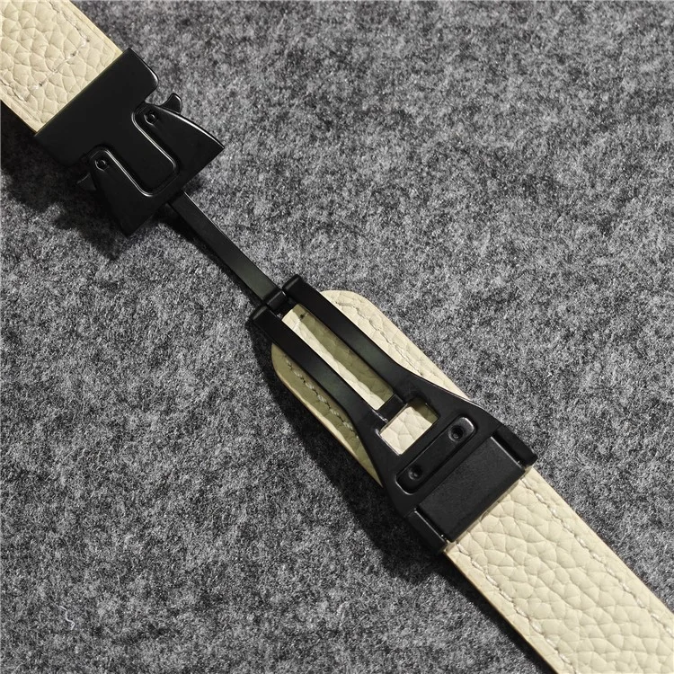 Correa de cuero genuino de vaca para Apple Watch Series 10 9 8 7 SE 6 5 4 3 2 1 de 42mm, 41mm, 40mm y 38mm, con textura de lichis y hebilla magnética - Albaricoque