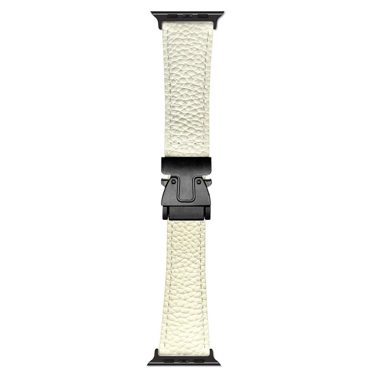 Correa de cuero de vaca genuino para Apple Watch Series 10 Ultra 9 8 7 SE 6 5 4 3 2 1 de 46 mm, 49 mm, 45 mm, 44 mm, 42 mm, con hebilla magnética - Beige