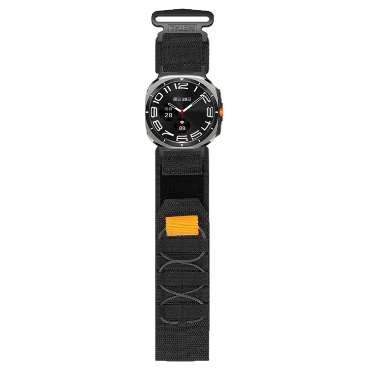 Для Samsung Galaxy Watch Ultra 47 мм нейлоновый ремешок на липучке в военном стиле, регулируемый ремешок - черный