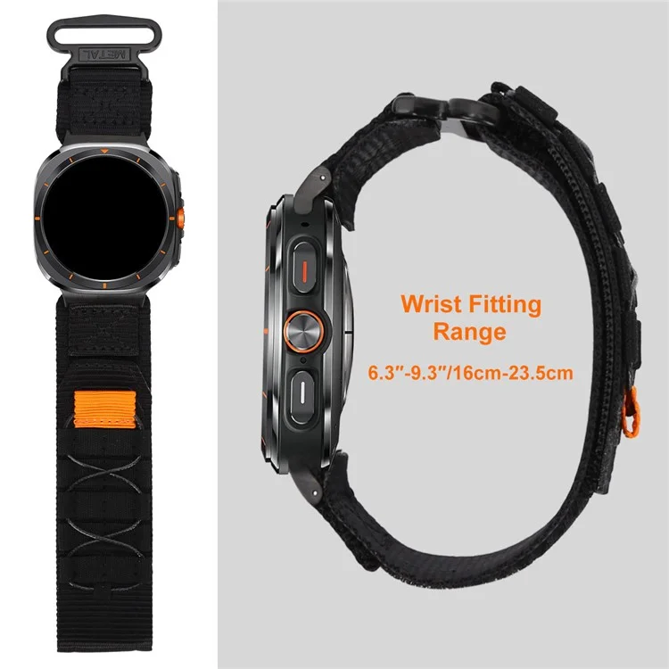 Для Samsung Galaxy Watch Ultra 47 мм нейлоновый ремешок на липучке в военном стиле, регулируемый ремешок - черный