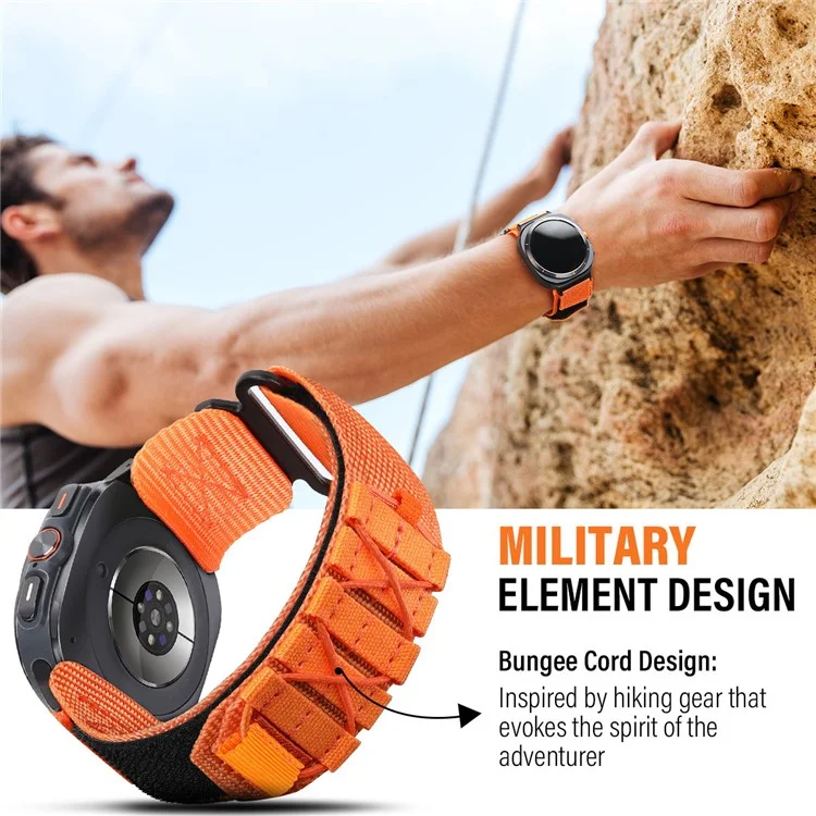 Для Samsung Galaxy Watch Ultra 47 мм нейлоновый ремешок на липучке в военном стиле, регулируемый ремешок - черный