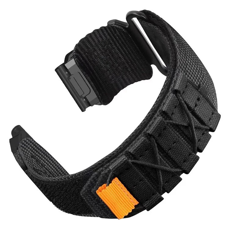 Bracelet de montre 26 mm pour Garmin Fenix 8 51 mm / 7X / 6X / 5X, sangle à bande auto-agrippante en nylon à dégagement rapide - Noir