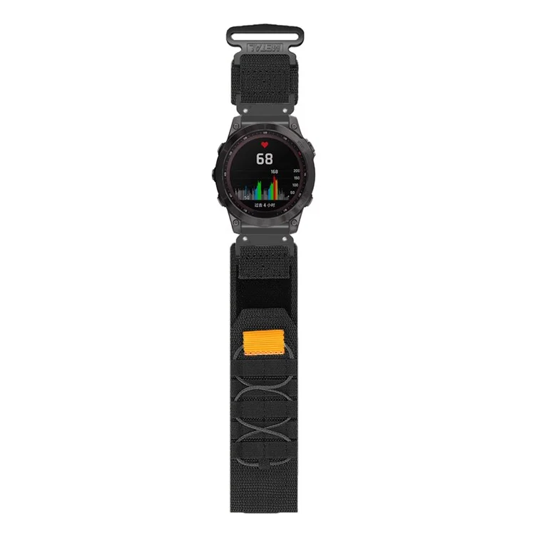 Bracelet de montre 26 mm pour Garmin Fenix 8 51 mm / 7X / 6X / 5X, sangle à bande auto-agrippante en nylon à dégagement rapide - Noir