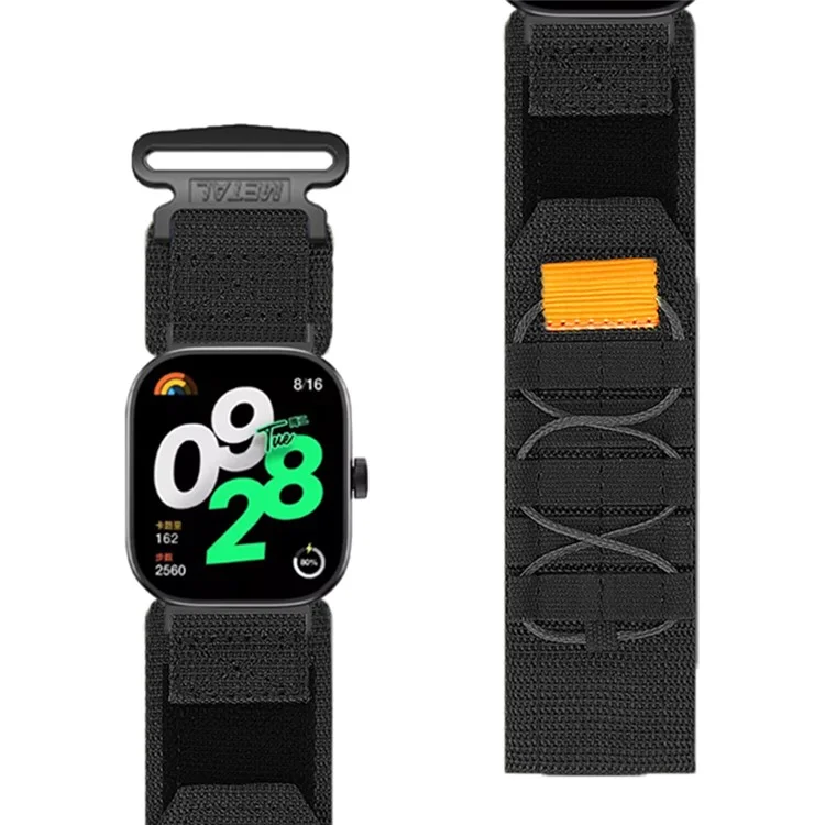 Регулируемый ремешок для Xiaomi Smart Band 9 Pro / 8 Pro / Redmi Watch 5 / 4 Nylon Magic Tape Watch Band - Черный