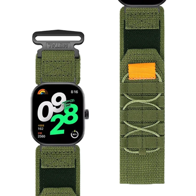 Adjustable Strap for Xiaomi Smart Band 10 Pro / 9 Pro / 8 Pro / Redmi Watch 6 / 5 / 4 Nylon Magic Tape Watch Band - Army Green