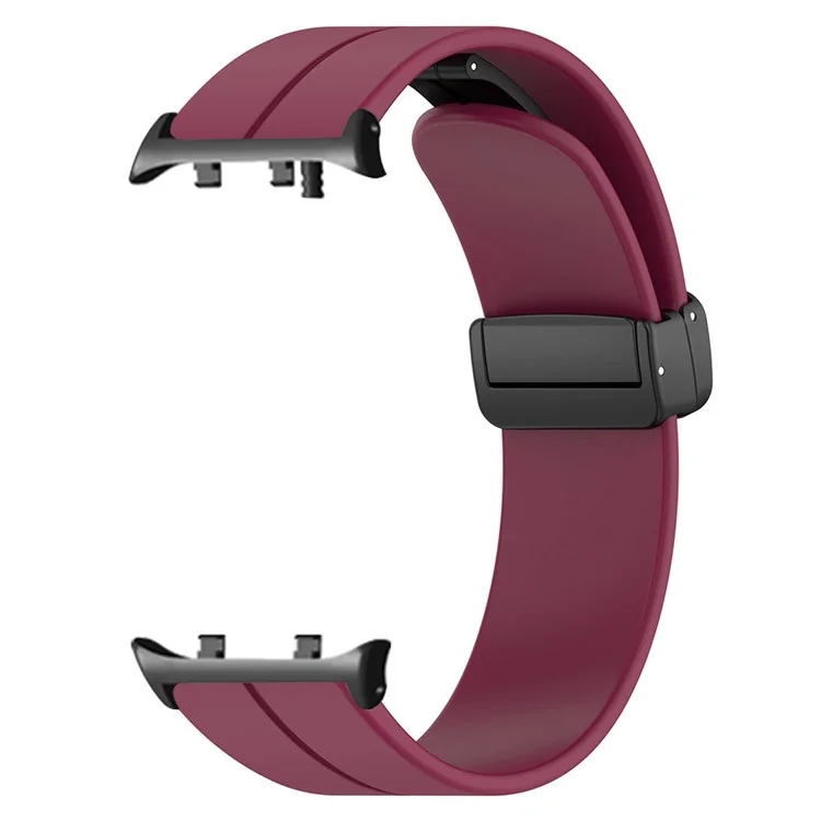 For Huawei Watch D2 Magnetic Folding Buckle Silicone Watch Strap Replacement Wristband - Wine Red