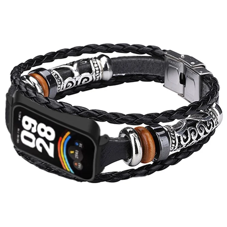 Для Xiaomi Redmi Band 3 / Smart Band 9 Активная бусинка Часовой ремешок Этнический DIY Сменный часовой ремешок - Черный
