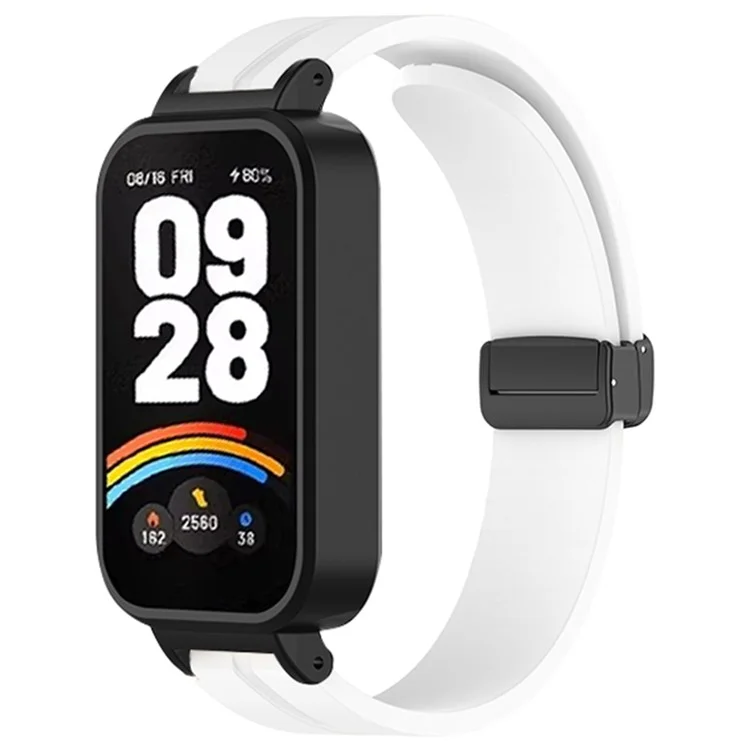 Cinturino in silicone per Xiaomi Smart Band 9 Active / Redmi Band 3 con fibbia magnetica pieghevole - Bianco