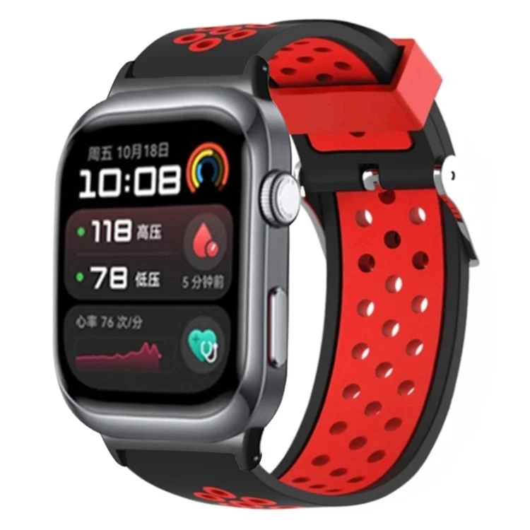 Für Huawei Watch D2 Silikonarmband Einstellbarer atmungsaktiver Ersatzgurt - Schwarz / Rot