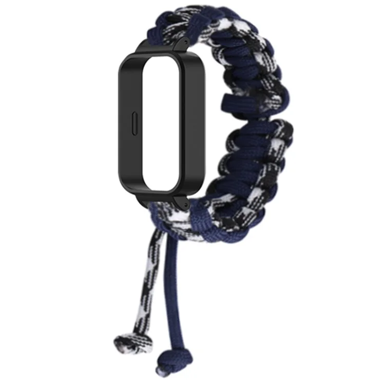 For Xiaomi Redmi Band 3 / Smart Band 9 Active Watch Band Adjustable Nylon Braided Strap with Watch Case - Navy Blue