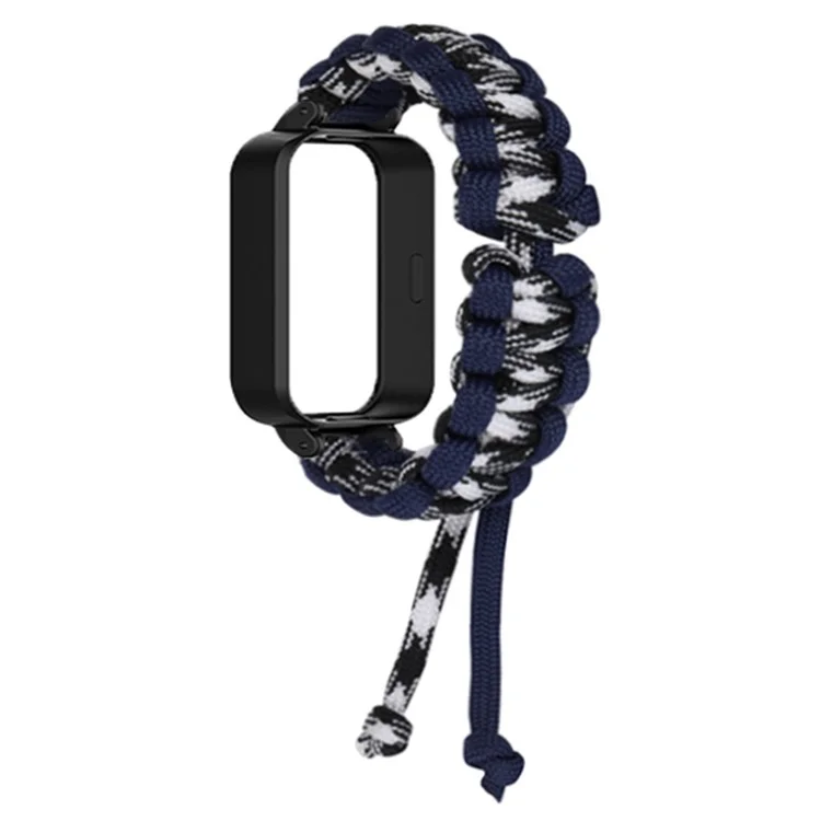 For Xiaomi Redmi Band 3 / Smart Band 9 Active Watch Band Adjustable Nylon Braided Strap with Watch Case - Navy Blue