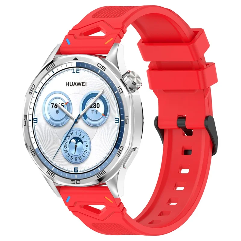 22mm universelles Silikon-Armband für Huawei Watch GT 5 Pro 46mm / GT 5 46mm / GT 4 46mm, gepunktet strukturierte Schlaufe - zwei Farben / Rot