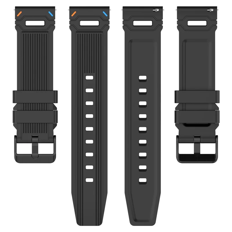 Correa de reloj de silicona universal de 22 mm para Huawei Watch GT 5 Pro 46 mm / GT 5 46 mm / GT 4 46 mm Correa de rayas verticales - Dos colores / Negro