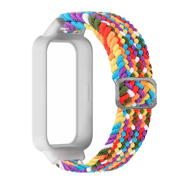 For Xiaomi Smart Band 9 Active / Redmi Band 3 Woven Nylon Strap Snap-On Case Watch Band - Rainbow