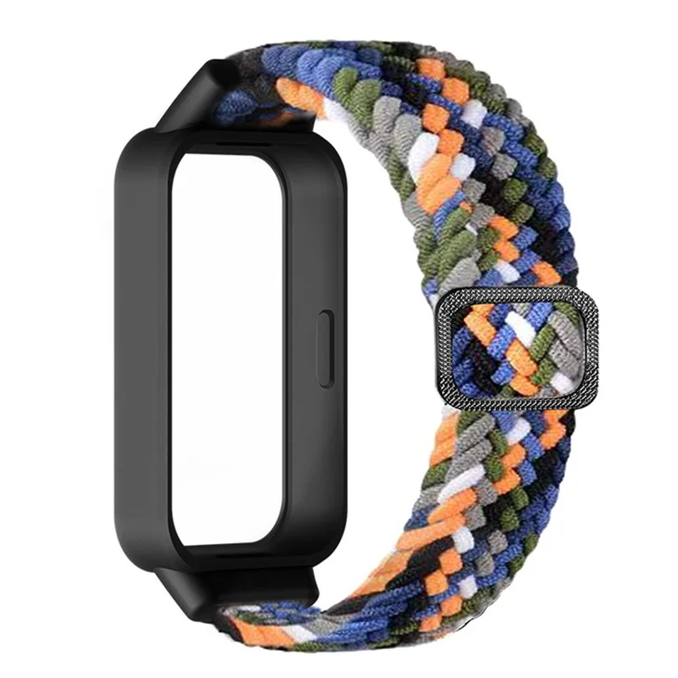 For Xiaomi Smart Band 9 Active / Redmi Band 3 Woven Nylon Strap Snap-On Case Watch Band - Denim Blue