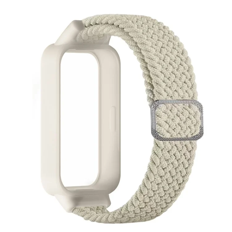 For Xiaomi Smart Band 9 Active / Redmi Band 3 Woven Nylon Strap Snap-On Case Watch Band - Starlight