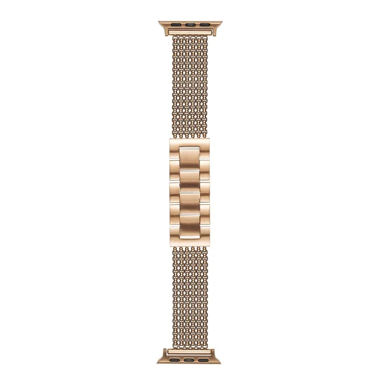 Cinturino in metallo per Apple Watch Series 10 Ultra 9 8 7 SE 6 5 4 3 2 1 46mm 49mm 45mm 44mm 42mm, bracciale in acciaio inossidabile a catena a 6 anelli - Oro rosa