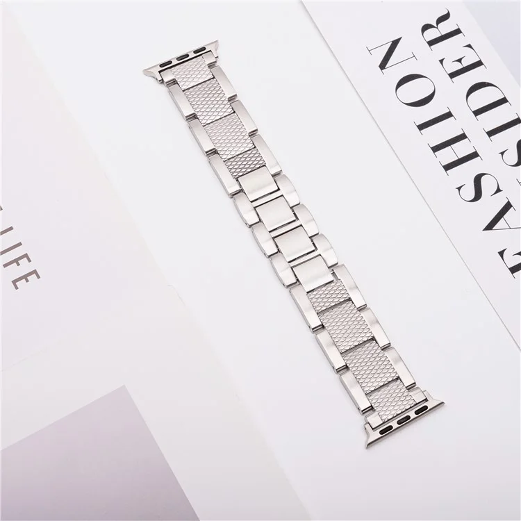3-Perlen-Armband für Apple Watch Series 10 9 8 7 SE 6 5 4 3 2 1 42mm 41mm 40mm 38mm Edelstahl-Armband - Silber