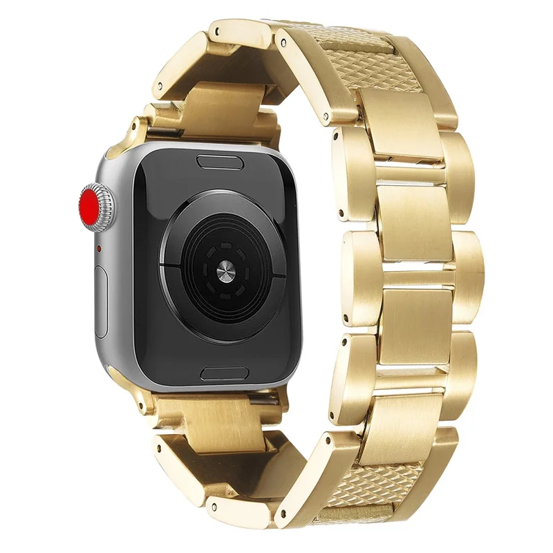 3-Bead Watch Strap for Apple Watch Series 10 9 8 7 SE 6 5 4 3 2 1 42mm 41mm 40mm 38mm Stainless Steel Wrist Band - Gold