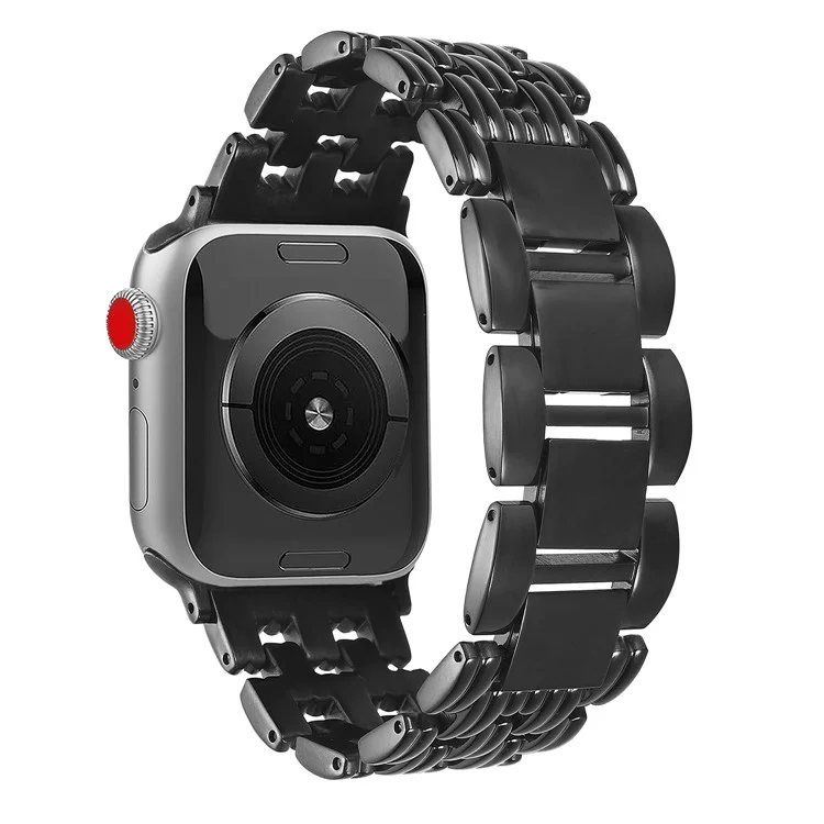 5-Bead Stripe Watch Strap for Apple Watch Series 10 Ultra 9 8 7 SE 6 5 4 3 2 1 46mm 49mm 45mm 44mm 42mm Stainless Steel Wrist Band - Black