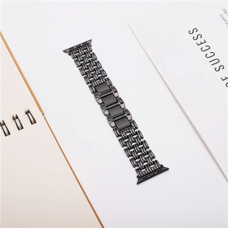 5-Bead Stripe Watch Strap for Apple Watch Series 10 Ultra 9 8 7 SE 6 5 4 3 2 1 46mm 49mm 45mm 44mm 42mm Stainless Steel Wrist Band - Black