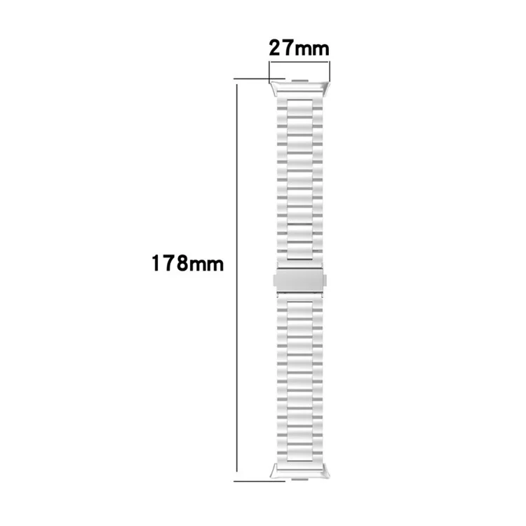 Cinturino di ricambio in metallo con 3 perle d'argento per vivo Watch GT