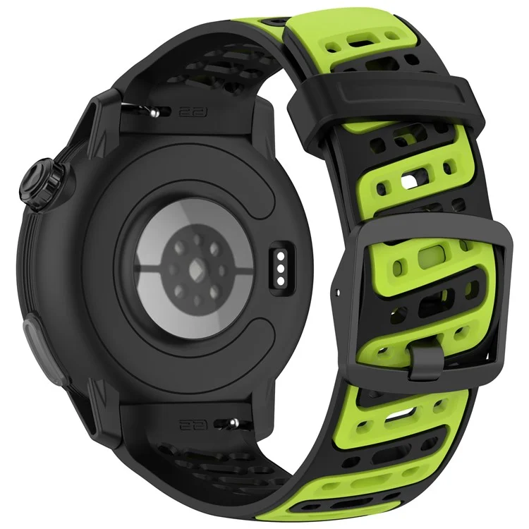 Für Coros Pace Pro Silikonarmband 22 mm Breite verstellbarer Riemen - Schwarz + Grün