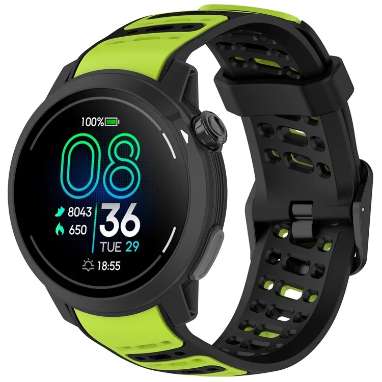 Für Coros Pace Pro Silikonarmband 22 mm Breite verstellbarer Riemen - Schwarz + Grün
