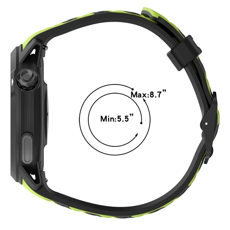 Für Coros Pace Pro Silikonarmband 22 mm Breite verstellbarer Riemen - Schwarz + Grün