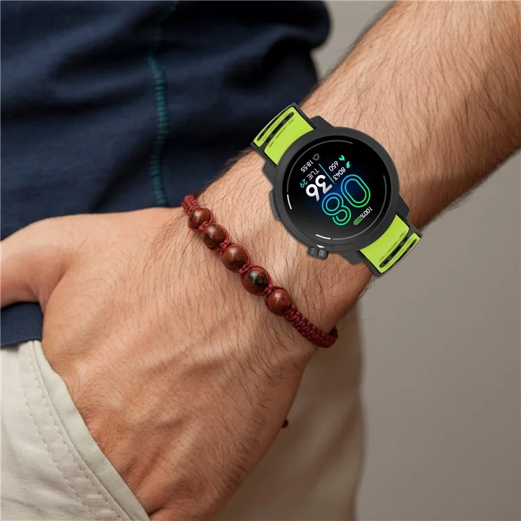 Für Coros Pace Pro Silikonarmband 22 mm Breite verstellbarer Riemen - Schwarz + Grün