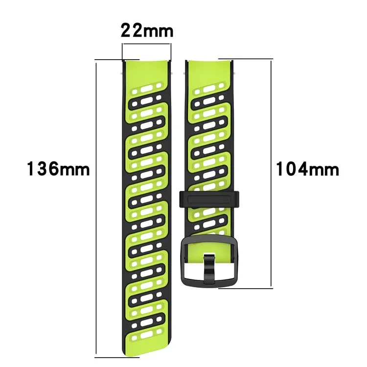 Für Coros Pace Pro Silikonarmband 22 mm Breite verstellbarer Riemen - Schwarz + Grün