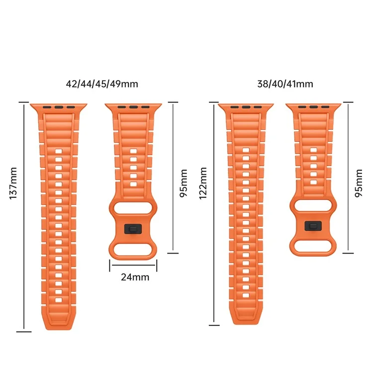 Силиконовый ремешок для часов Apple Watch Series 10 9 8 7 SE 6 5 4 3 2 1 42 мм 41 мм 40 мм 38 мм с пряжкой в форме восьмерки - оранжевый
