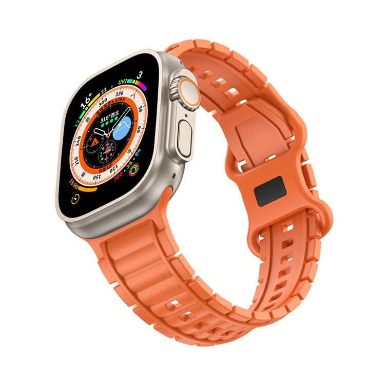Силиконовый ремешок для часов Apple Watch Series 10 9 8 7 SE 6 5 4 3 2 1 42 мм 41 мм 40 мм 38 мм с пряжкой в форме восьмерки - оранжевый
