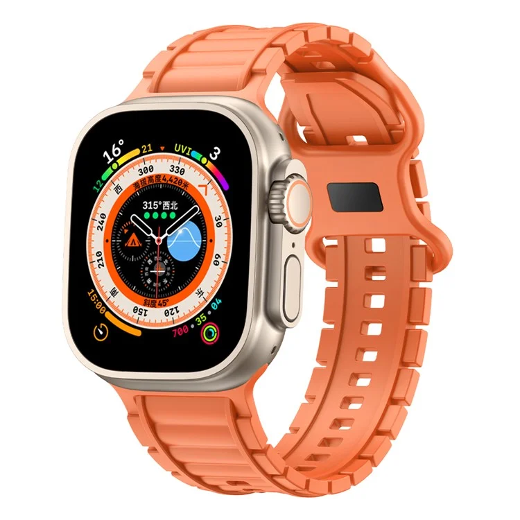 Силиконовый ремешок для часов Apple Watch Series 10 9 8 7 SE 6 5 4 3 2 1 42 мм 41 мм 40 мм 38 мм с пряжкой в форме восьмерки - оранжевый