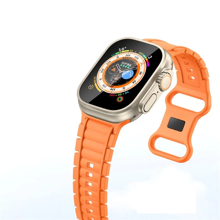 Силиконовый ремешок для часов Apple Watch Series 10 9 8 7 SE 6 5 4 3 2 1 42 мм 41 мм 40 мм 38 мм с пряжкой в форме восьмерки - оранжевый