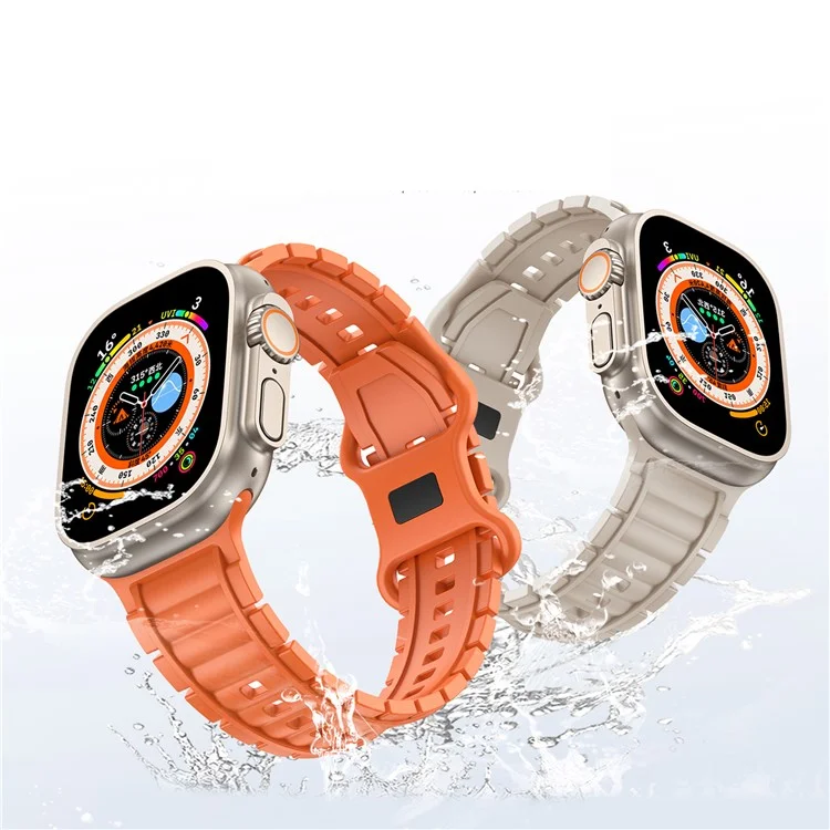 Силиконовый ремешок для часов Apple Watch Series 10 9 8 7 SE 6 5 4 3 2 1 42 мм 41 мм 40 мм 38 мм с пряжкой в форме восьмерки - оранжевый