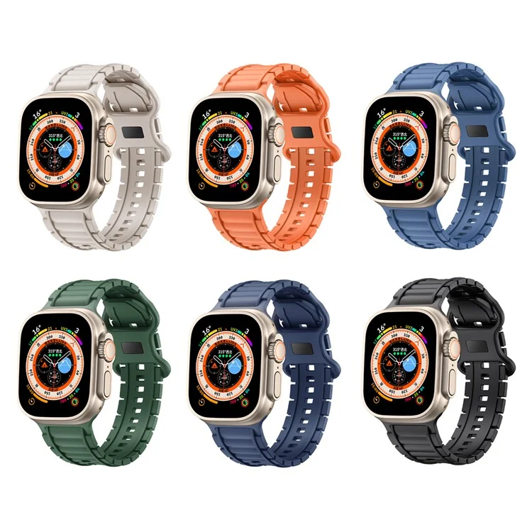 Силиконовый ремешок для часов Apple Watch Series 10 9 8 7 SE 6 5 4 3 2 1 42 мм 41 мм 40 мм 38 мм с пряжкой в форме восьмерки - оранжевый