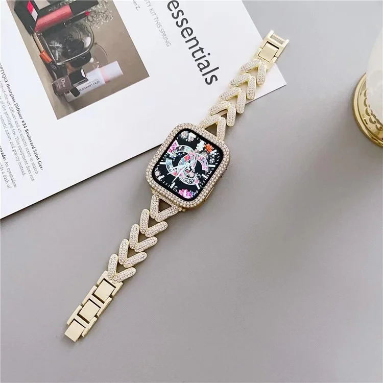 KALEBOL Armband aus Zinklegierung für Apple Watch Series 10 9 8 7 SE 6 5 4 3 2 1 42mm 41mm 40mm 38mm - Gold