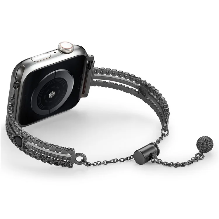 Браслет-ремешок для часов KALEBOL Love для Apple Watch Series 10 9 8 7 SE 6 5 4 3 2 1 42 мм, 41 мм, 40 мм, 38 мм, с цирконовым ремешком из сплава цинка - черный