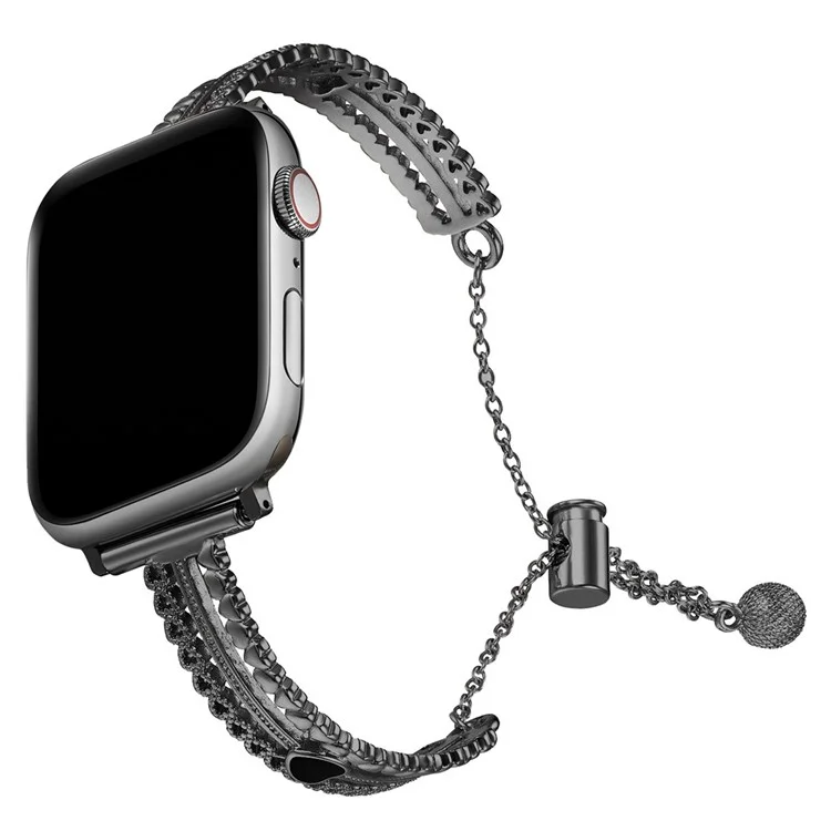 Браслет-ремешок для умных часов KALEBOL Love для Apple Watch Series 10 Ultra 9 8 7 SE 6 5 4 3 2 1 46 мм, 49 мм, 45 мм, 44 мм, 42 мм, циркониевый сплав цинка - черный
