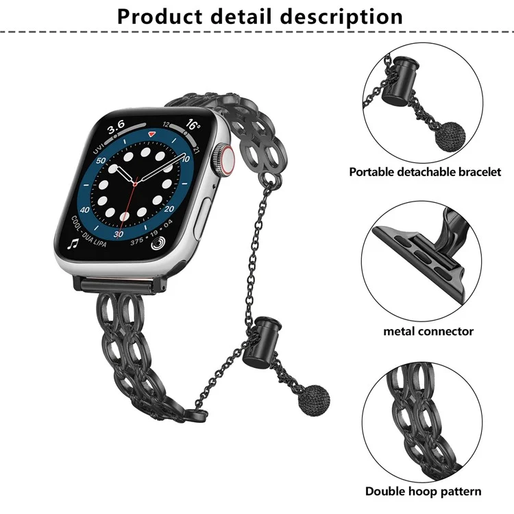 Cinturino per orologio a doppio loop KALEBOL per Apple Watch Series 10 Ultra 9 8 7 SE 6 5 4 3 2 1 da 46mm, 49mm, 45mm, 44mm, 42mm, in lega di zinco - Nero