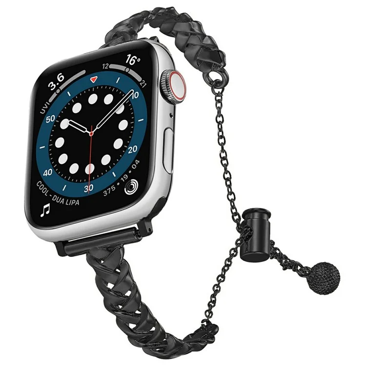 KALEBOL X-Formband für Apple Watch Series 10 Ultra 9 8 7 SE 6 5 4 3 2 1 46 mm 49 mm 45 mm 44 mm 42 mm, Zinklegierung, glänzend - Schwarz
