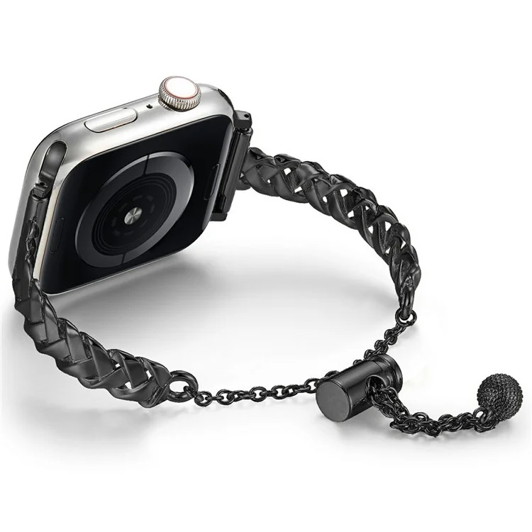KALEBOL X-Formband für Apple Watch Series 10 Ultra 9 8 7 SE 6 5 4 3 2 1 46 mm 49 mm 45 mm 44 mm 42 mm, Zinklegierung, glänzend - Schwarz
